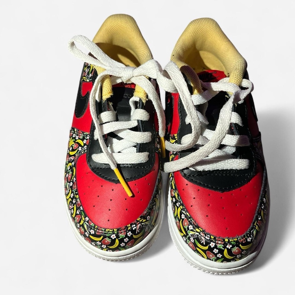Nike Kids Red and Black Sneakers with fruit accents